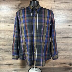 Vintage Gant Foxhunt Plaid Button Down Shirt Medium Long Sleeve